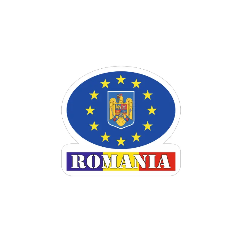 Romania ue, autocolant, dimensiune 100x100 mm, model 057
